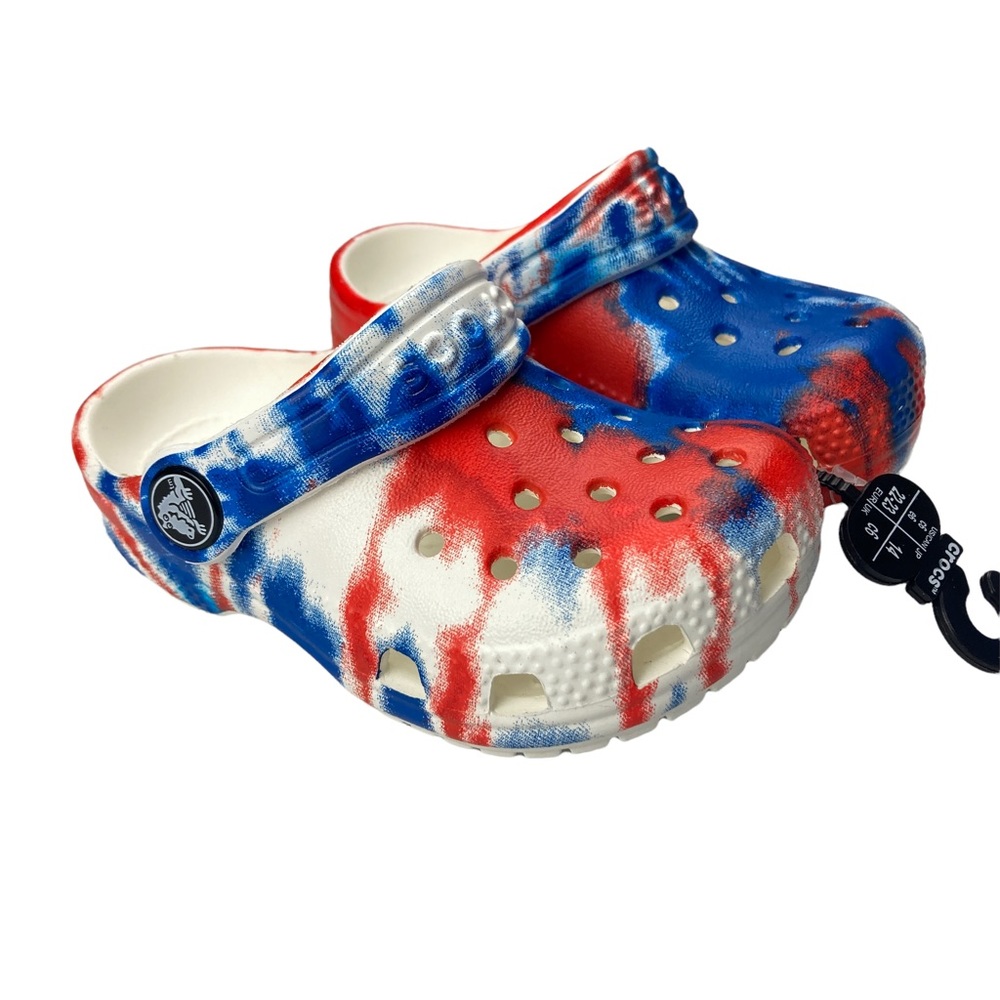 Crocs Kids Classic Toldder Tie-Dye Graphic Clog Blue/ Red/ White Size C5 - Picture 5 of 16